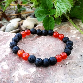 Lávakő - Karneol karkötő 8 mm Lávakő - Karneol karkötő 8 mm