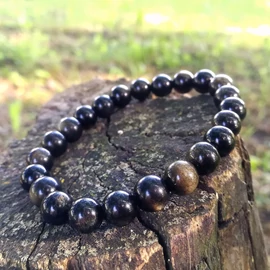 Ezüst obszidián karkötő 8 mm Ezüst obszidián karkötő 8 mm