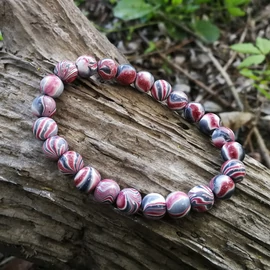 Hematit rózsaszín sávos karkötő, színkezelt Hematit rózsaszín sávos karkötő, színkezelt