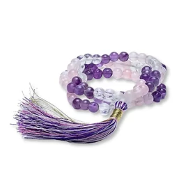 Ametiszt - Rózsakvarc - Hegyikristály tradicionális mala