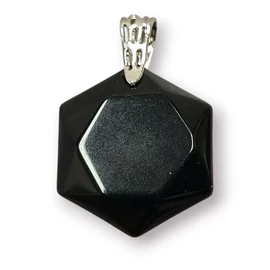 Hexagon - Merkaba fekete obszidián medálok