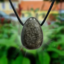 Ezüst obszidián medálos nyaklánc