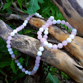 Rózsakvarc  - tej/hókvarc ékszerszett Rózsakvarc  - tej/hókvarc ékszerszett