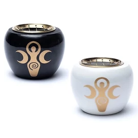 Földanya motívumos szenes füstölőedény