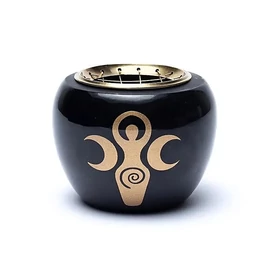Földanya motívumos szenes füstölőedény - fekete