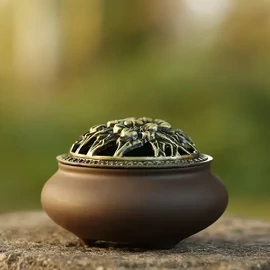 Huā Kerámia füstölőedény - Natúr barna