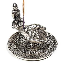 Felajánló kéz Buddhával füstölőpálca és kúp tartó / Ghee égető Felajánló kéz Buddhával füstölőpálca és kúp tartó / Ghee égető