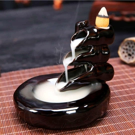 Back Flow - Bambusz - sötét barna porcelán - lefelé áramló füstölőtartó