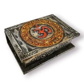 OM motívumos fadoboz - ezüst-piros