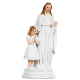 Imádkozó lány Jézussal szobor