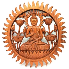 Faragott Buddha Lótusz kertben mandala Faragott Buddha Lótusz kertben mandala
