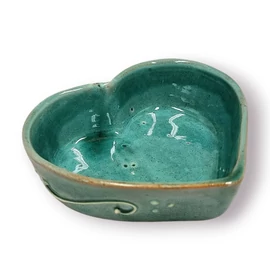 Szív alakú kerámia tálka - türkiz