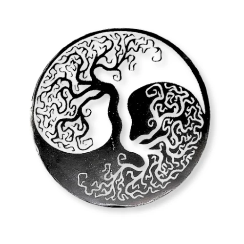 Szelenit korong – Életfa és Yin yang szimbólummal