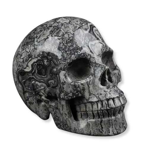 Kristálykoponya - Ezüst szivárvány jáspis