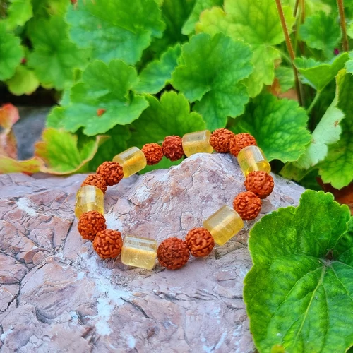Rudraksha - Sárga fluorit karkötő