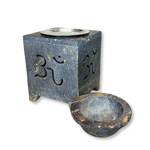 OM motívumos párologtató / rácsos égető edény - natur zsírkőzsírkő