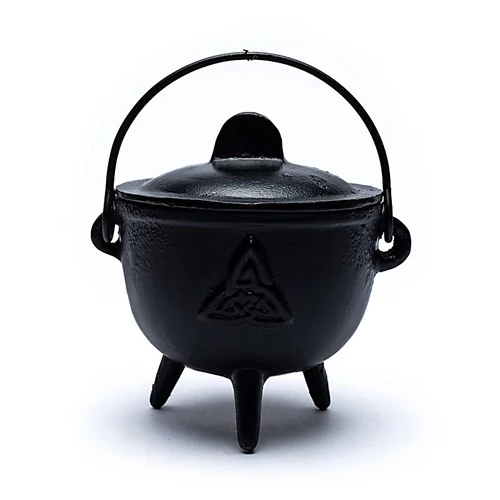 Három lábú öntöttvas boszorkány / wicca üst - Triquetra