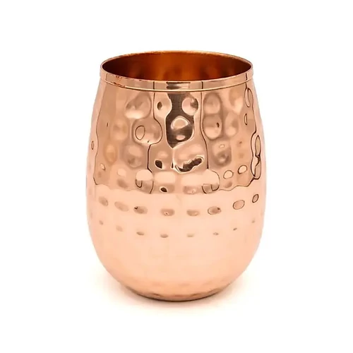 Ajurvédikus réz pohár  - rusztikus, ívelt