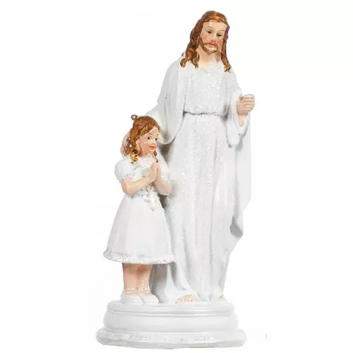 Imádkozó lány Jézussal szobor